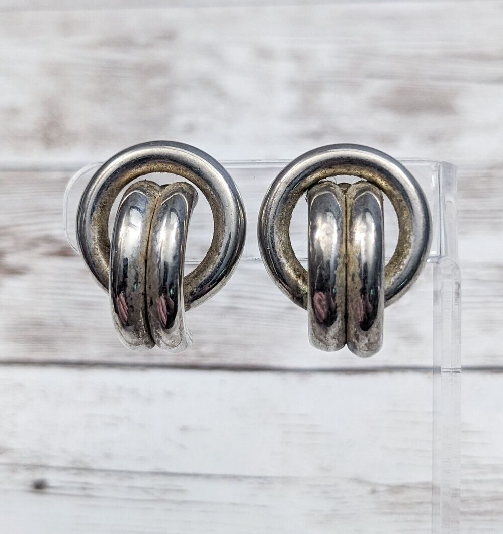 Vintage Clip On Earrings - Pipe Like - Poor Condition